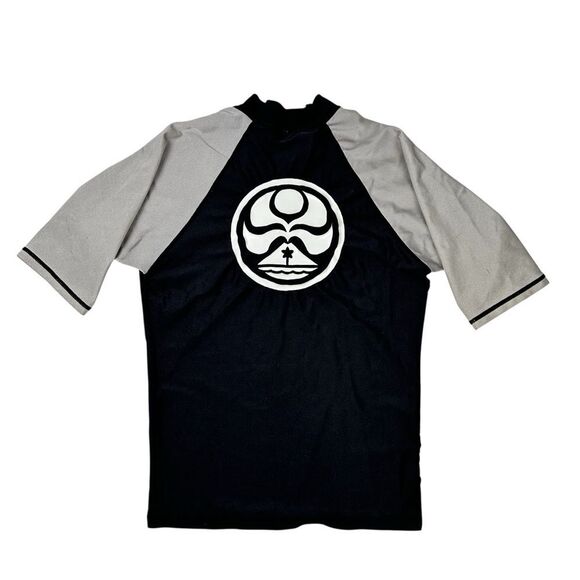 Hawaiian Island Creations HIC Rash Guard Black S Short Sleeve Surf Vintage Y2K - Picture 1 of 2